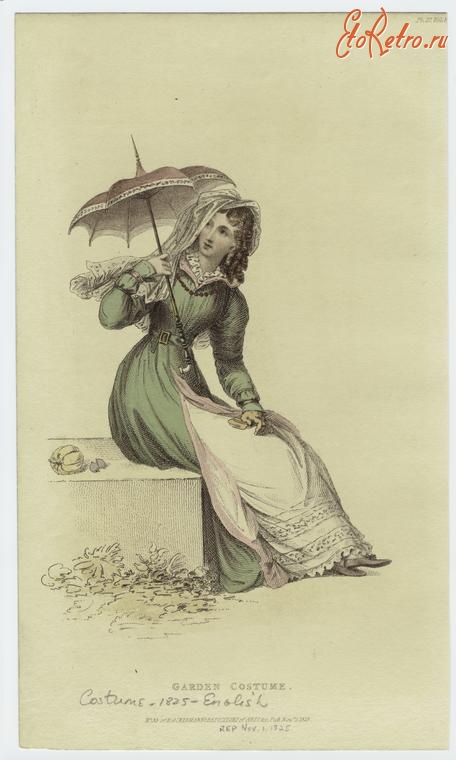 Ретро мода - Английский женский костюм 1820-1819. Одежда для сада, 1825