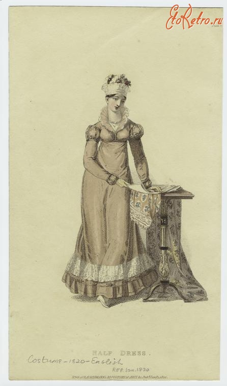 Ретро мода - Английский женский костюм 1820-1819. Послеобеденное платье, 1820