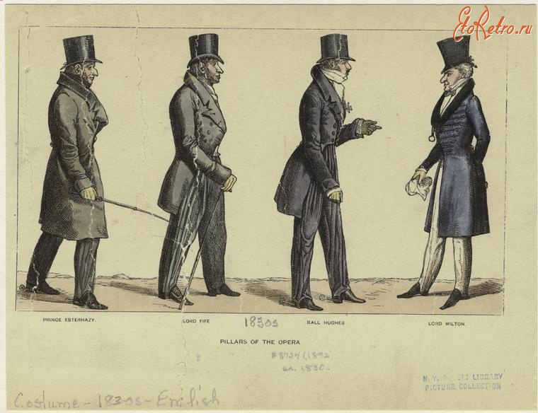 Ретро мода - Мужской костюм. Англия, 1830-1839. Любители Оперы, 1830