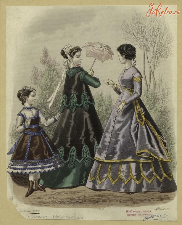 Ретро мода - Женский костюм. Англия, 1860-1869. Одежда для прогулок, 1868