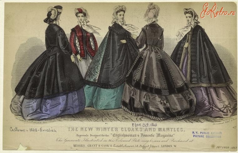 Ретро мода - Женский костюм. Англия, 1860-1869. Новые зимние плащи и накидки, 1863