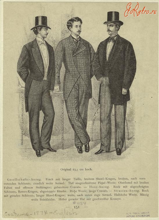 Ретро мода - Мужской костюм. Англия, 1874
