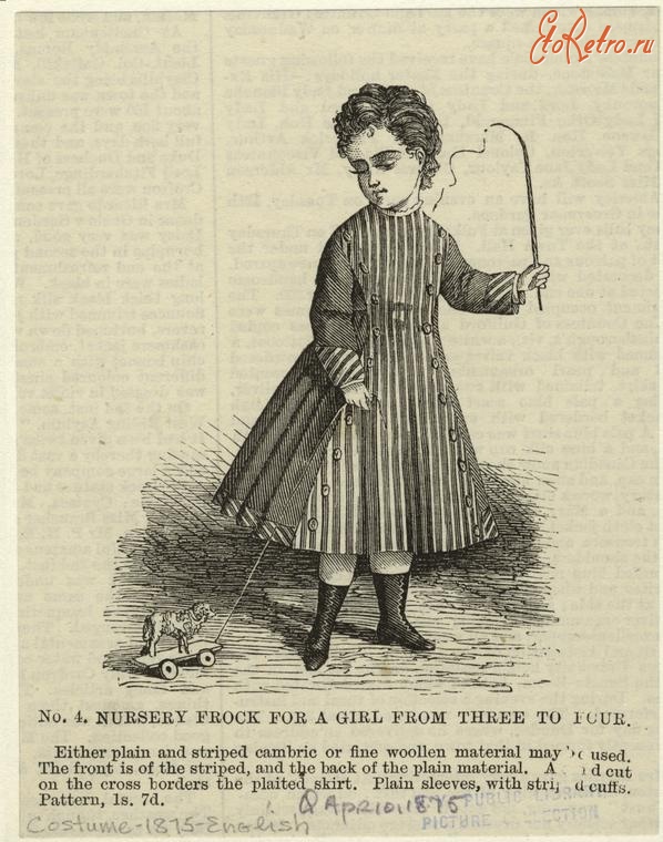 Ретро мода - Детский костюм. Англия, 1870-1879. Платье для девочки, 1875