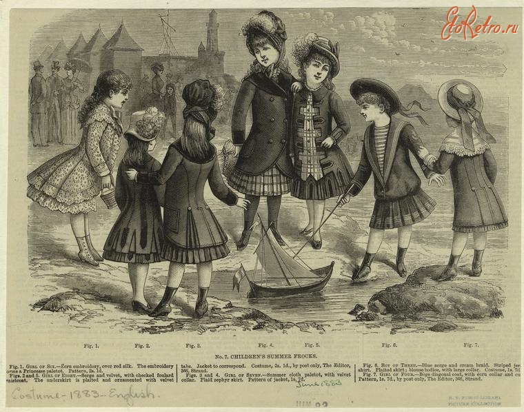 Ретро мода - Детский костюм. Англия, 1880-1889. Летняя одежда для девочек, 1883