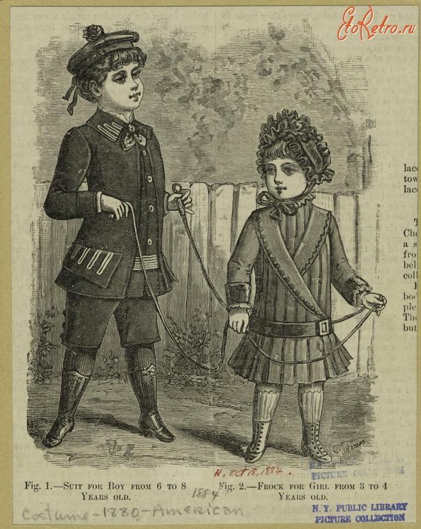 Ретро мода - Детский костюм. США, 1880-1889. Одежда для прогулок, 1884