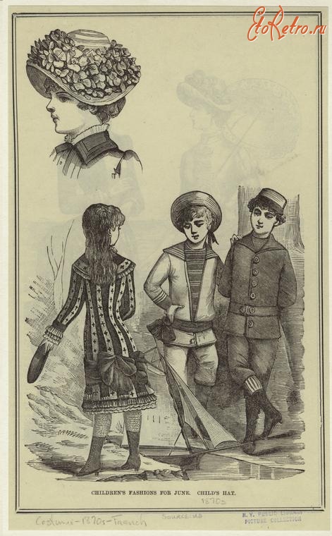Ретро мода - Детский костюм. Франция, 1870-1879. Одежда для прогулок, 1870