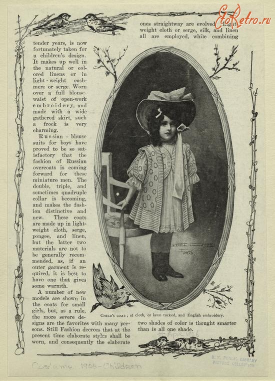 Ретро мода - Детский костюм, 1900-1909. Одежда для посещений, 1906