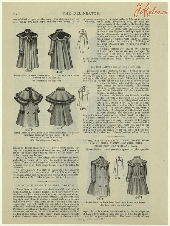 Ретро мода - Детский костюм, 1900-1909. Длинные пальто, 1900