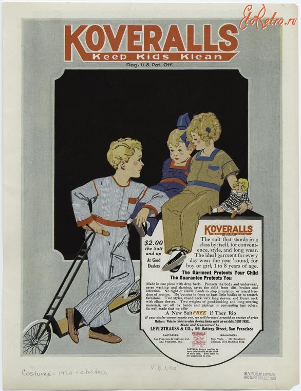Ретро мода - Детский костюм, 1920-1929. Повседневная одежда, 1920