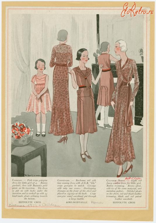 Ретро мода - Детский костюм, 1930-1939. Вечерняя одежда, 1932