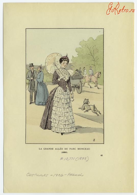 Ретро мода - Женский костюм. Франция, 1880-1889. Одежда для прогулок, 1886