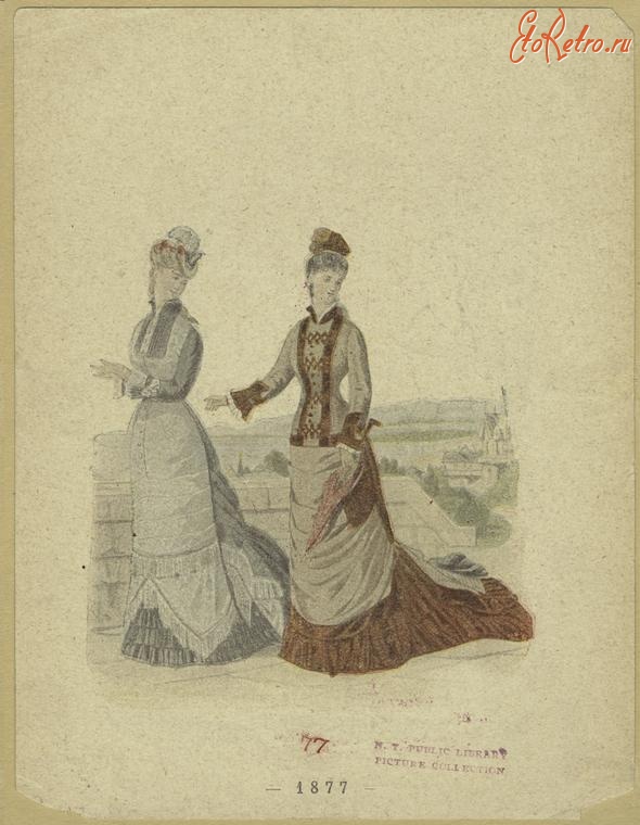 Ретро мода - Женский костюм. Франция, 1870-1879. Загородная одежда, 1877