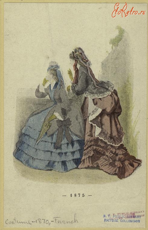 Ретро мода - Женский костюм. Франция, 1870-1879. Загородная одежда, 1872