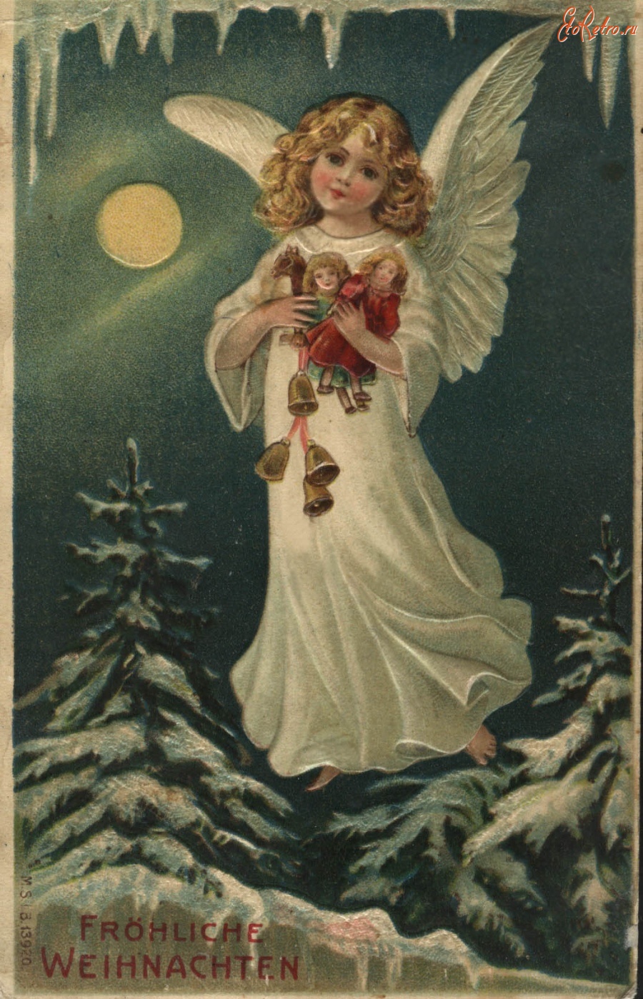 Рождественский ангел — винтажная открытка на Рождество — sauna-chelyabinsk.ru