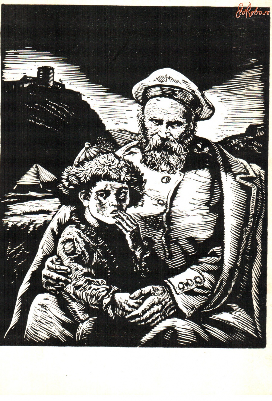 Ретро открытки - Шевченко с казахским мальчиком