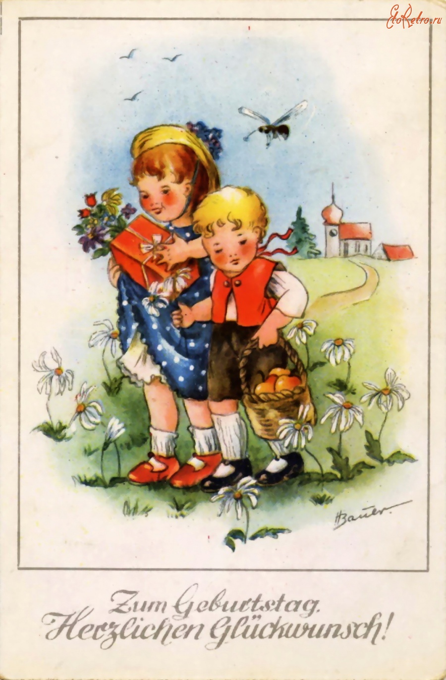 Старинная немецкая новогодняя открытка