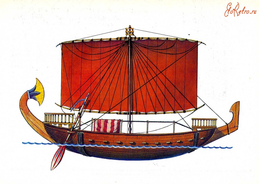 Ретро открытки - Мореходное торговое судно Египта.