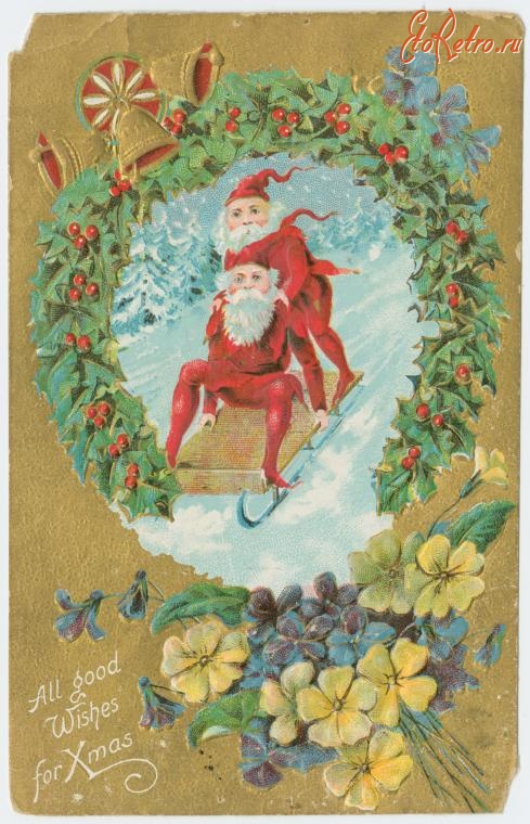 Ретро открытки - Добрые пожелания в Рождество