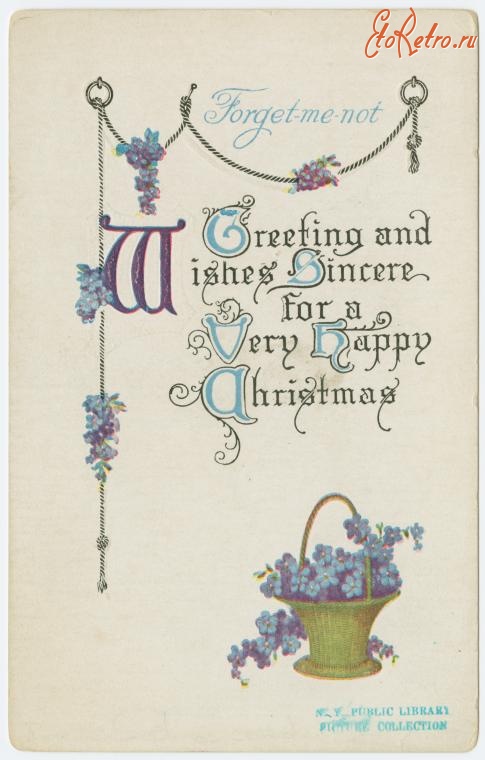 Ретро открытки - Пожелание счастливого Рождества