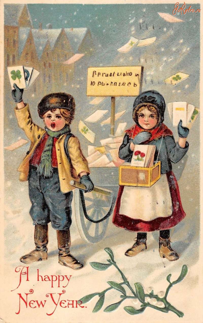 С Новым Годом. Дети и счастливые карты - Разное > Ретро открытки -  ЭтоРетро.ru - старые фото городов
