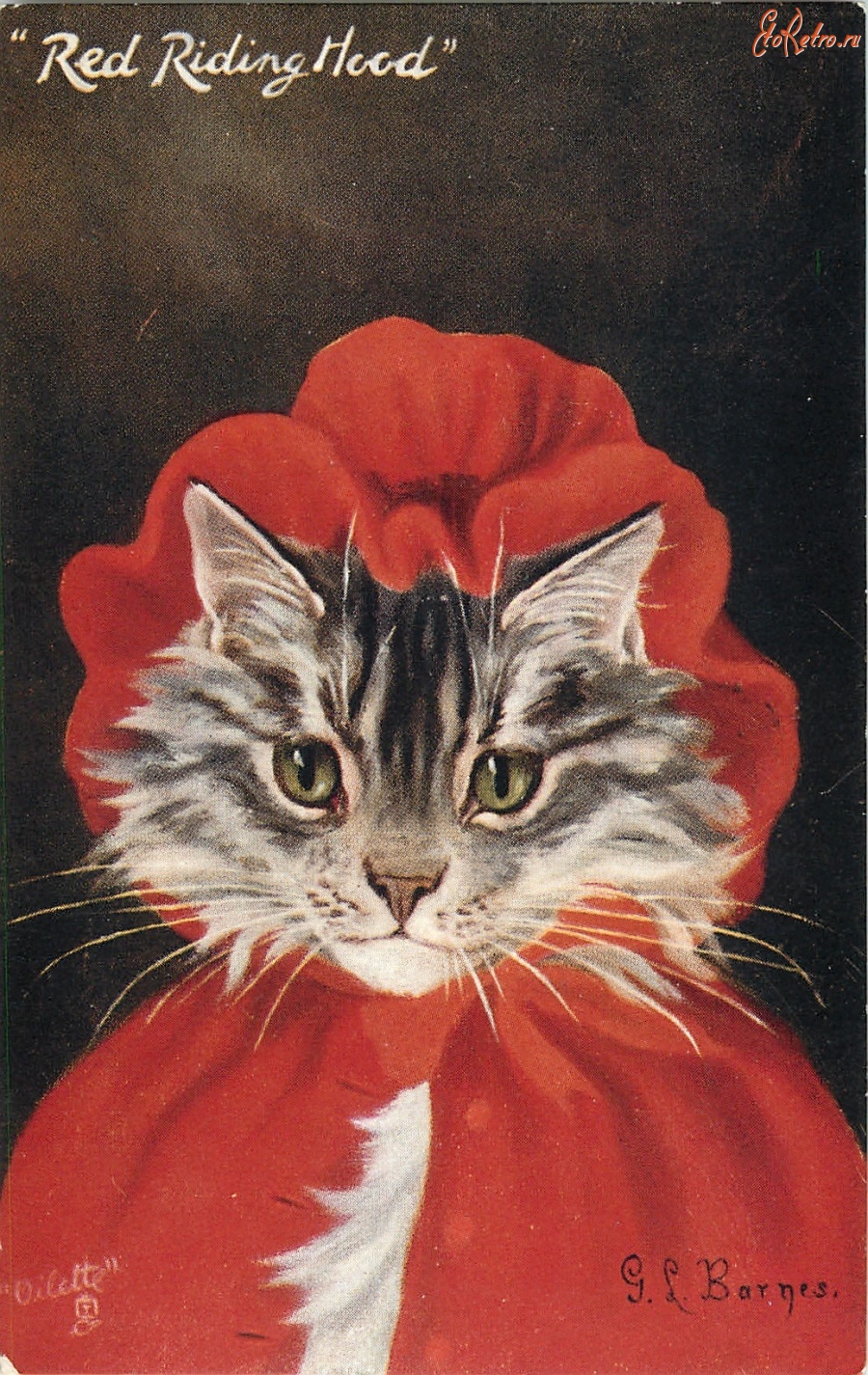 Живопись кот в красной шапке