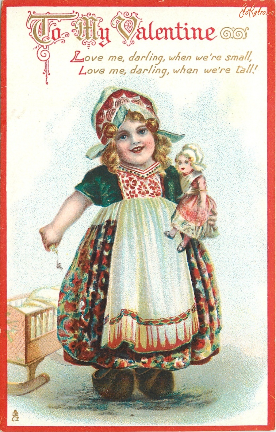 Винтажная открытка Девочка с куклой. 20 в. #NT332