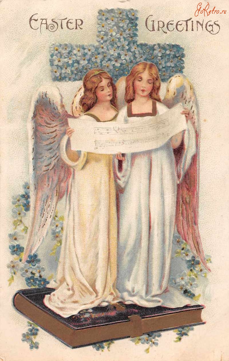 Ретро открытки - Пасхальные поздравления. Поющие ангелы