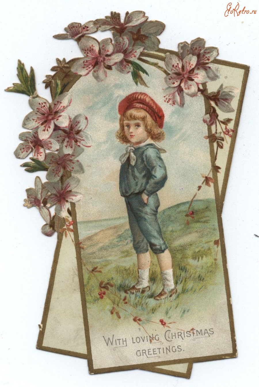 Винтажная открытка мальчик в треуголке