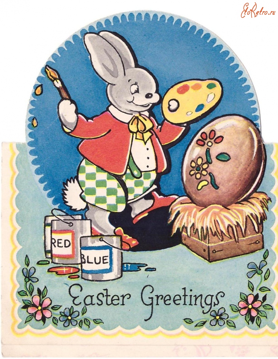 Ретро открытки - Пасхальный кролик-художник