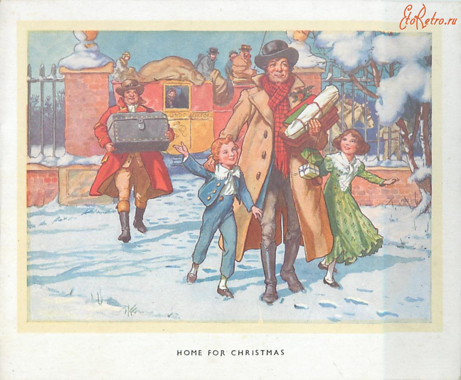 Ретро открытки - Домой в Рождество