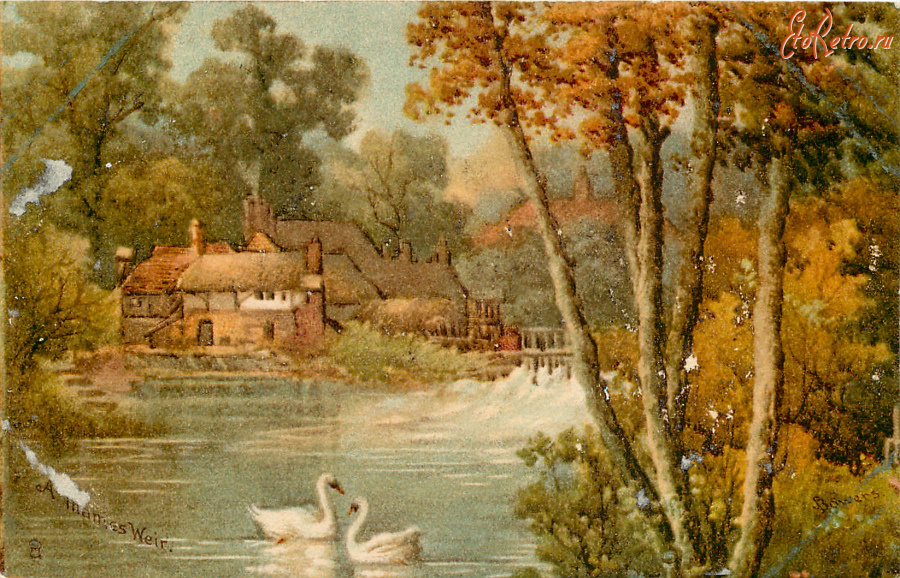 Ретро открытки - С. Бауэрс. Плотина на Темзе