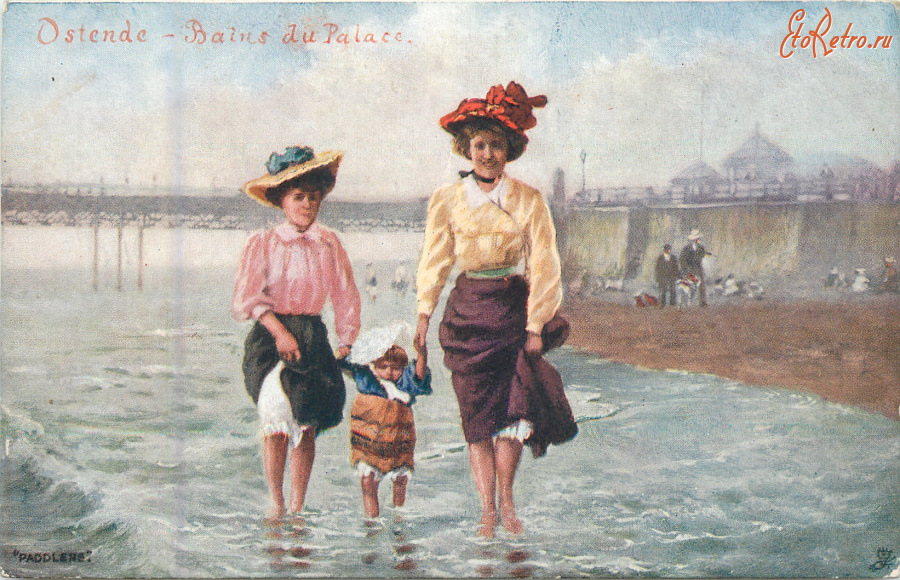 Ретро открытки - Гребцы. Остенде - Королевские купальни, Бельгия
