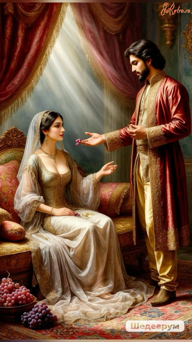 Ретро открытки - Ретро-открытка.  Персидская пара.