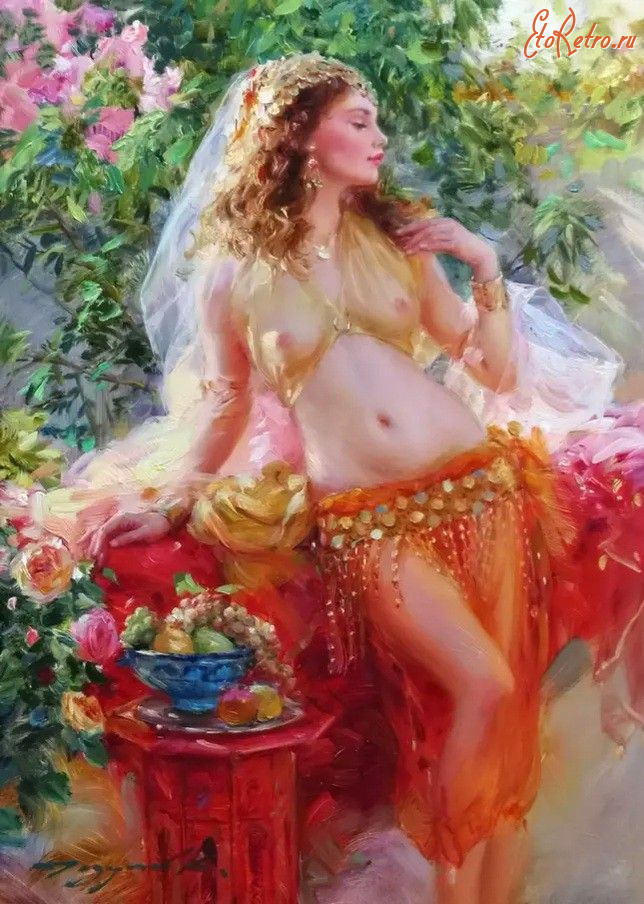 Ретро открытки - Ретро-открытка.  Женщина гарема.