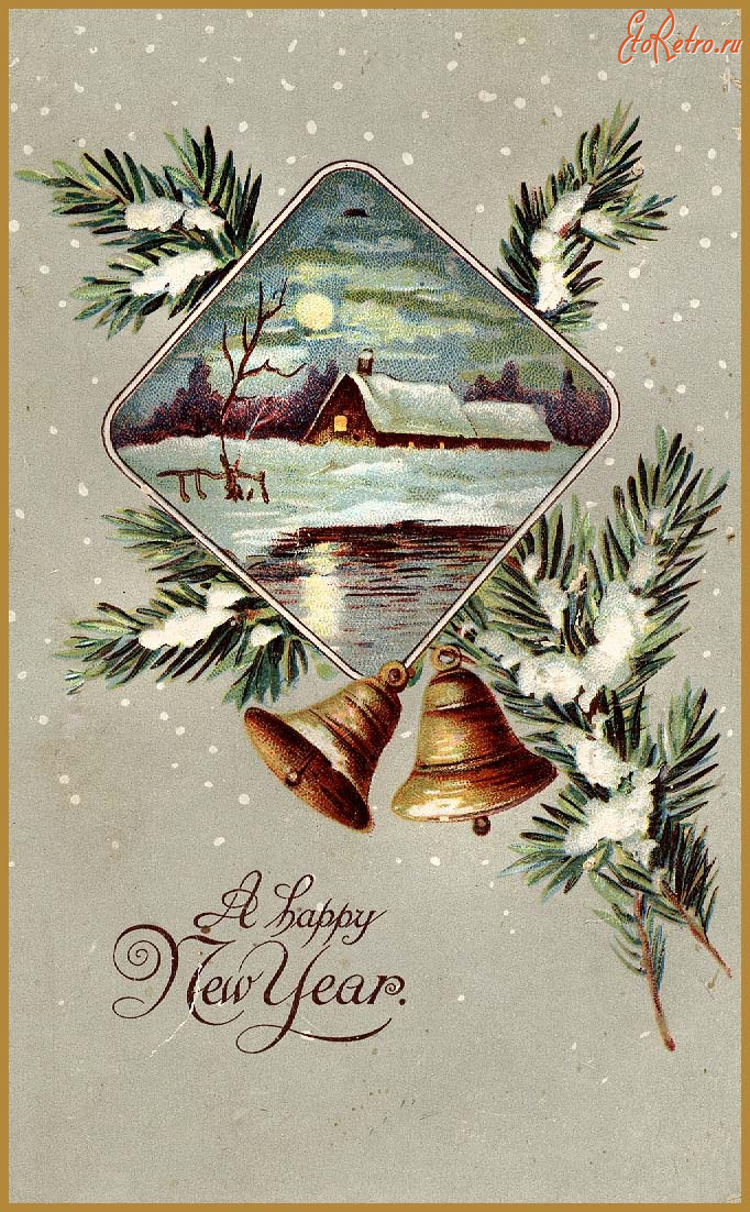 Ретро открытки - Ретро листівка.  З Новим  Роком.