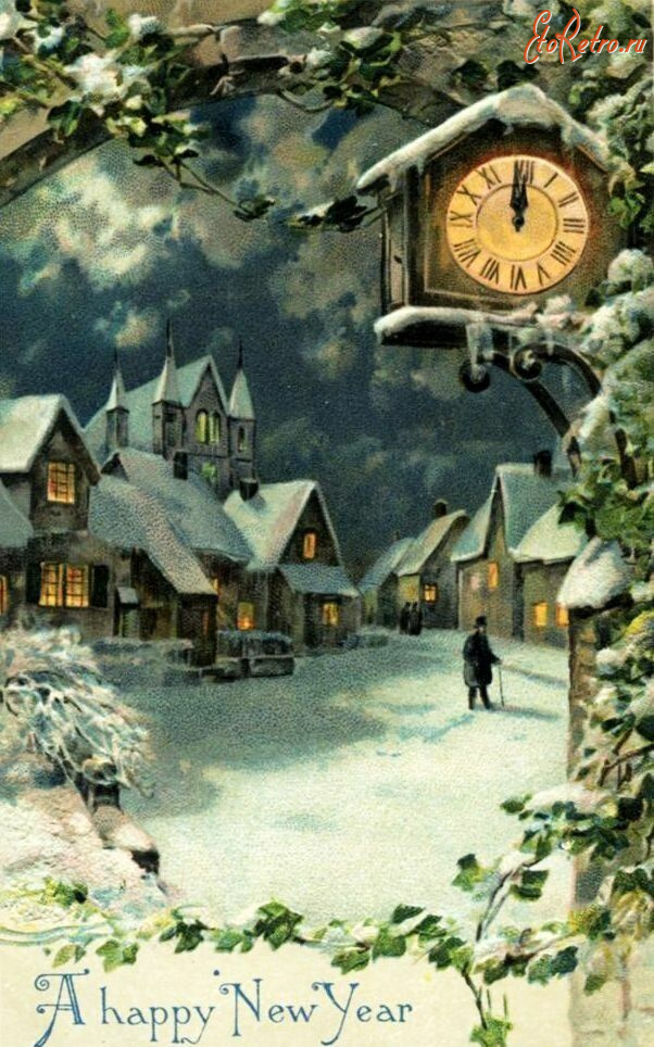 Ретро открытки - Ретро листівка.  З Новим  Роком.