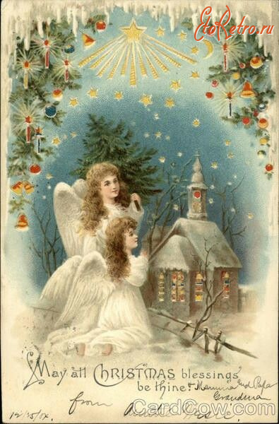 Ретро открытки - Ретро листівка.  Щасливих  Різдвяних свят.