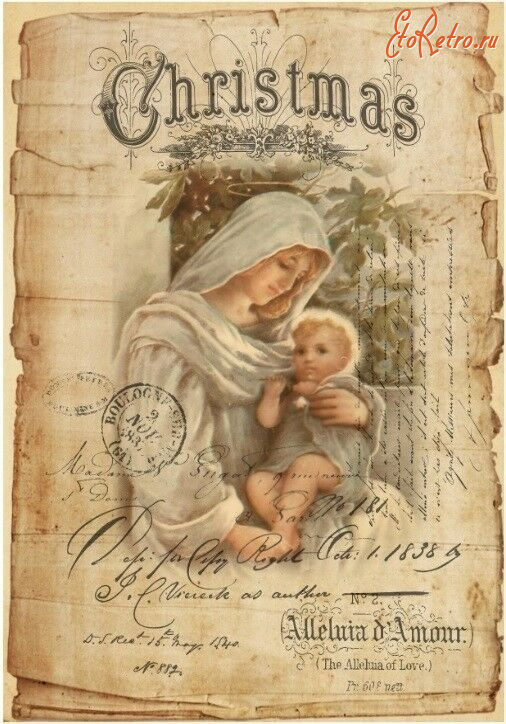 Ретро открытки - Ретро листівка.  Різдво Христове.