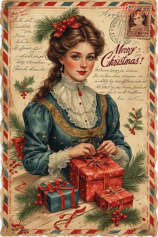 Ретро открытки - Ретро листівка. З Різдвом  Христовим!