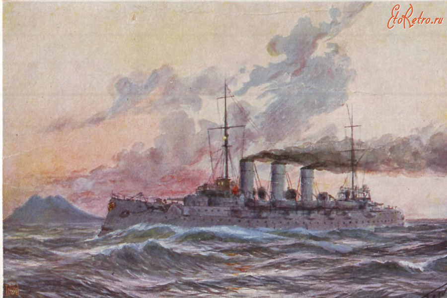 Ретро открытки - Крейсер Богатырь.