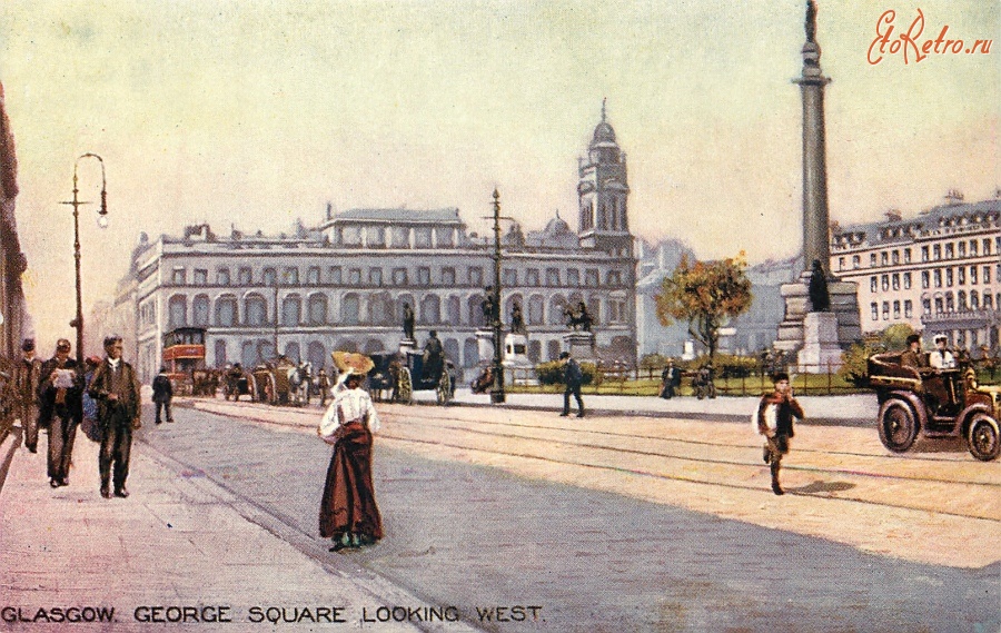 Глазго - Площадь Георга с видом на запад в Глазго