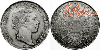 Старинные деньги (бумажные, монеты) - Союзный талер Франца Иосифа, 1855 год