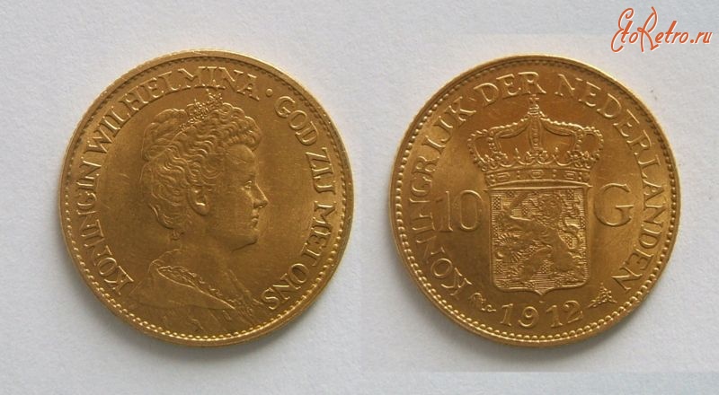 Старинные деньги (бумажные, монеты) - 10 гульденов 1912 года