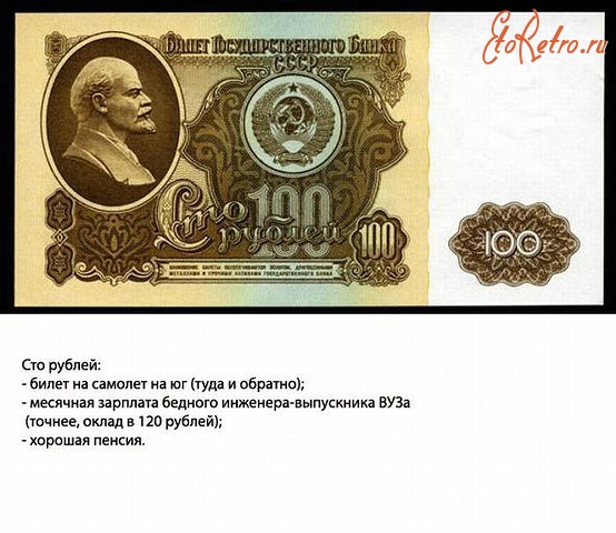 Старинные деньги (бумажные, монеты) - Сто рублей.