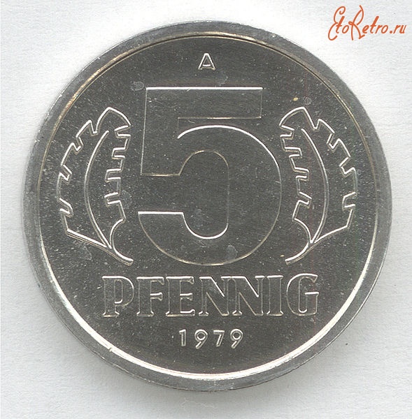 Старинные деньги (бумажные, монеты) - 5 пфеннигов