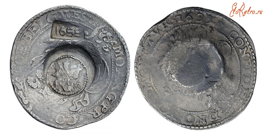 Старинные деньги (бумажные, монеты) - Ефимок с признаком 1655 г.