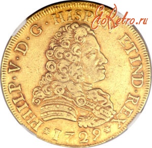 Старинные деньги (бумажные, монеты) - 8 золотых испанских ескудо