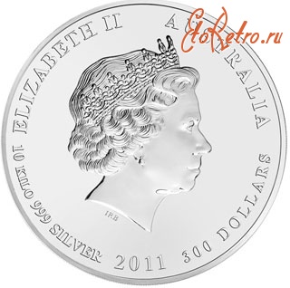 Старинные деньги (бумажные, монеты) - Австралийская серебряная монета весом 10 килограммов посвященная Году Кролика, тираж 500