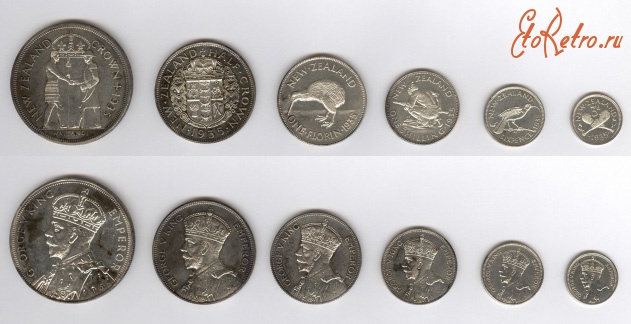Старинные деньги (бумажные, монеты) - Набор новозеландских монет 1935 года
