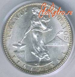 Старинные деньги (бумажные, монеты) - 10 Сентаво, Филиппины 1910, серебро
